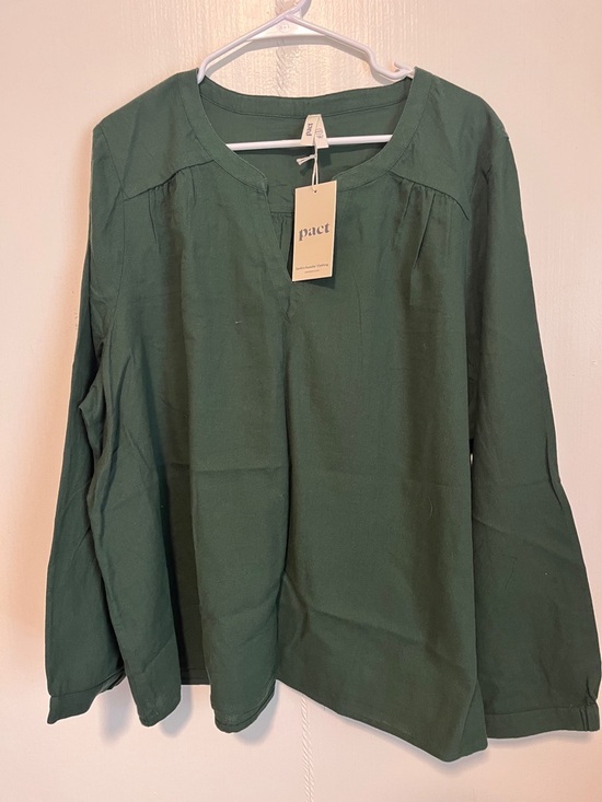 Pact Tops - Pact Women's Dark Green Long Sleeve Pullover Blouse